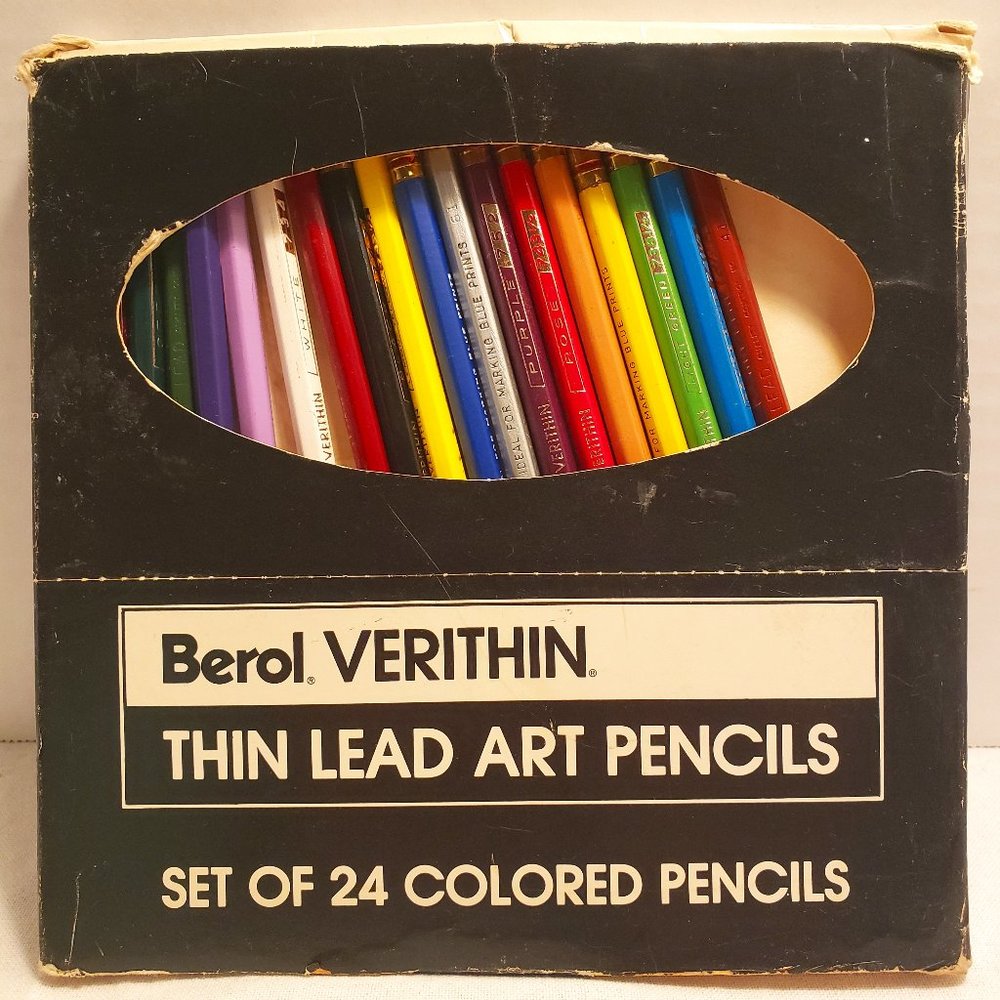 BEROL VERITHIN LEAD ART PENCILS - SET OF 24 COLORED PENCILS - 731 - TRUE VINTAGE